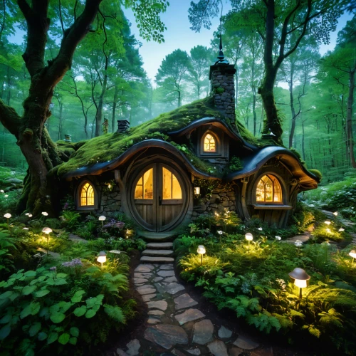 house in the forest,fairy house,tree house hotel,hobbiton,fairy village,the cabin in the mountains,tree house,small cabin,fairytale forest,summer cottage,fairy forest,elven forest,beautiful home,log home,treehouse,log cabin,mushroom landscape,enchanted forest,hobbit,miniature house,Photography,Artistic Photography,Artistic Photography 10