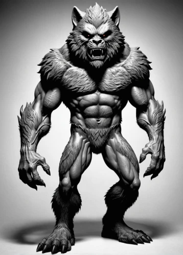 werewolf,wolfman,werewolves,brute,minotaur,orc,mumiy troll,barong,goblin,wolverine,daemon,lopushok,krampus,monster,temperowanie,bodybuilder,supernatural creature,snarling,cougnou,skylander giants,Illustration,Black and White,Black and White 14