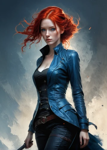 clary,black widow,huntress,swordswoman,massively multiplayer online role-playing game,mystique,katniss,renegade,girl with gun,nora,femme fatale,transistor,red-haired,woman holding gun,catarina,girl with a gun,heroic fantasy,game illustration,sci fiction illustration,merida,Conceptual Art,Fantasy,Fantasy 11