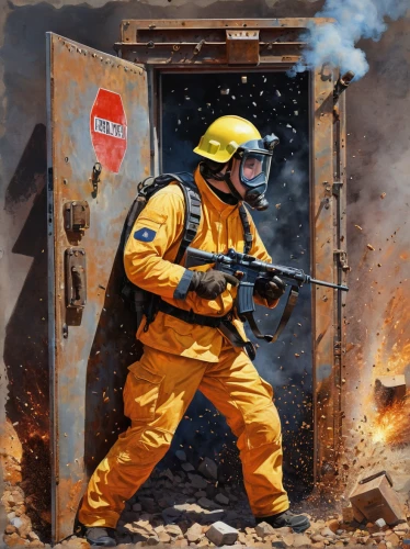 hazmat suit,civil defense,chemical disaster exercise,beekeeper's smoker,chemical container,hazardous,respirators,danger,respirator,quarantine,fire extinguishing,war zone,destroy,protective clothing,cleanup,fire-fighting,hazardous substance sign,firefighting,ppe,general hazard,Conceptual Art,Daily,Daily 31