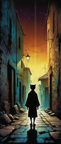 the pied piper of hamelin,lamplighter,hamelin,the cobbled streets,genesis land in jerusalem,game illustration,the wanderer,alleyway,blind alley,wailing wall,world digital painting,action-adventure game,sci fiction illustration,adventure game,pilgrim,detective conan,wanderer,alley,digital compositing,ramadan background,Illustration,Vector,Vector 09