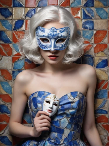 blue and white porcelain,bodypainting,body painting,bodypaint,porcelain dolls,porcelaine,porcelain,blue demon,bluejay,body art,blue enchantress,blue and white,venetian mask,masque,painted lady,masquerade,pierrot,porcelain doll,blue butterfly,mystique,Illustration,Realistic Fantasy,Realistic Fantasy 11