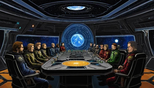 conference table,round table,board room,conference room table,boardroom,the conference,conference room,federation,council,long table,meeting room,dining table,star trek,a meeting,sci fiction illustration,dinner party,last supper,trek,conference,cardassian-cruiser galor class,Illustration,Vector,Vector 15