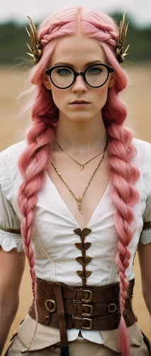 pippi longstocking,fae,mini e,wood elf,scandia gnome,silphie,elf,violet head elf,rose png,pink hair,gnome,pink glasses,koeksister,barb,cosplay image,elven,milkmaid,fantasy woman,raggedy ann,mini,Illustration,Realistic Fantasy,Realistic Fantasy 09
