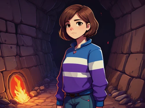 chasm,adventure game,tunnel,cave tour,cave,chara,nora,action-adventure game,game illustration,basement,cellar,caving,hollow way,wall tunnel,pines,fallout shelter,game art,wander,blue caves,dungeon,Illustration,Retro,Retro 22