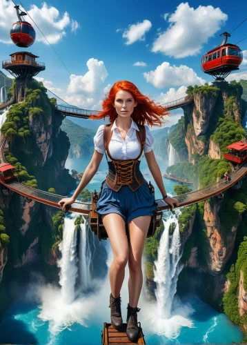 fantasy picture,elves flight,world digital painting,3d fantasy,fantasy world,fantasy art,pippi longstocking,hot-air-balloon-valley-sky,action-adventure game,flying island,sci fiction illustration,wonderland,wasserfall,game art,game illustration,tower fall,android game,fairy world,fantasy landscape,digital compositing