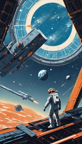 sci fiction illustration,space art,sci fi,scifi,space tourism,space ships,sci-fi,sci - fi,space voyage,spaceship space,space port,space travel,space walk,space craft,astronaut,space station,spacewalk,futuristic landscape,spacecraft,orbiting,Illustration,Vector,Vector 01