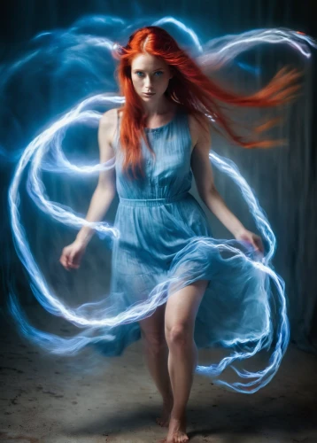 mystical portrait of a girl,flame spirit,light painting,dancing flames,lightpainting,fire dancer,firedancer,sorceress,the enchantress,drawing with light,fusion photography,blue enchantress,fantasy picture,faery,whirling,fantasy woman,speed of light,fire dance,electrified,twirling,Photography,Artistic Photography,Artistic Photography 04