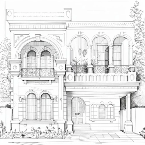 facade painting,house drawing,garden elevation,house with caryatids,build by mirza golam pir,facade panels,architect plan,renovation,persian architecture,houses clipart,house front,line drawing,wooden facade,core renovation,facades,classical architecture,residential house,two story house,exterior decoration,north american fraternity and sorority housing,Design Sketch,Design Sketch,Hand-drawn Line Art