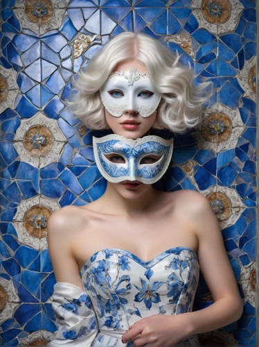 blue and white porcelain,venetian mask,masque,masquerade,beauty mask,porcelain dolls,medical face mask,silvery blue,the carnival of venice,masks,porcelain,anonymous mask,porcelaine,medical mask,face mask,with the mask,facial,mask,silver blue,blue and white,Illustration,Realistic Fantasy,Realistic Fantasy 11