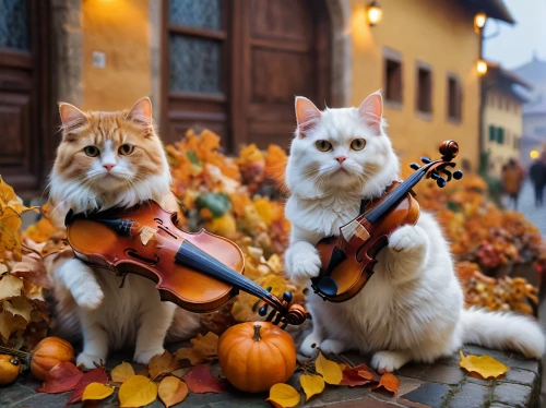 oktoberfest cats,musicians,violinists,fall animals,folk music,sock and buskin,musical ensemble,serenade,autumn decoration,street musicians,autumn mood,buskin,string instruments,musician,orchestra,classical guitar,autumn season,carolers,symphony orchestra,violin player,Photography,General,Commercial