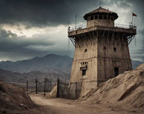 watchtower,caravansary,afghanistan,military fort,lookout tower,peter-pavel's fortress,prison,fortification,fortress,western debt and the handling,jahili fort,old fort,haunted castle,iraq,xinjiang,ghost castle,isla diablo,valley of death,concentration camp,construction of the wall,Illustration,Realistic Fantasy,Realistic Fantasy 02