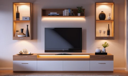 tv cabinet,entertainment center,search interior solutions,television set,tv set,modern decor,plasma tv,living room modern tv,flat panel display,contemporary decor,switch cabinet,home theater system,wooden shelf,under-cabinet lighting,shelving,smart home,sideboard,furnitures,interior decoration,danish furniture,Photography,General,Realistic
