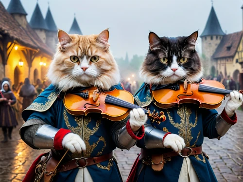 oktoberfest cats,medieval,cat european,musicians,cat warrior,mozartkugel,violinists,musketeers,bach knights castle,vintage cats,middle ages,two cats,castleguard,fairytale characters,street musicians,medieval street,cats,art bard,costume festival,music fantasy,Photography,General,Natural