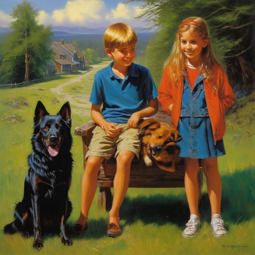 boy and dog,little boy and girl,girl and boy outdoor,girl with dog,hunting dogs,kennel club,children,black shepherd,vintage boy and girl,boykin spaniel,oil painting,young couple,companion dog,walking dogs,color dogs,oil painting on canvas,playing dogs,child portrait,grandchildren,boy and girl