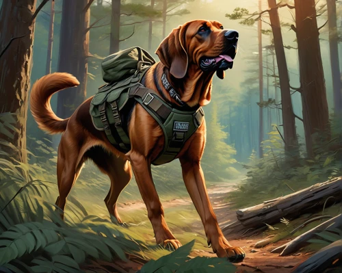 bloodhound,bavarian mountain hound,rhodesian ridgeback,scent hound,mountain cur,hunting dog,plott hound,american foxhound,dog illustration,coonhound,dog hiking,english foxhound,posavac hound,hunting dogs,hound,boerboel,american staghound,polish hunting dog,bruno jura hound,english mastiff,Conceptual Art,Oil color,Oil Color 04