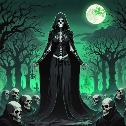 dance of death,grim reaper,grimm reaper,gothic woman,danse macabre,gothic portrait,gothic,undead warlock,death god,reaper,halloween background,days of the dead,angel of death,halloween poster,day of the dead skeleton,dead bride,gothic style,la calavera catrina,memento mori,skull bones,Illustration,Japanese style,Japanese Style 06