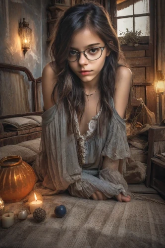 fantasy portrait,librarian,mystical portrait of a girl,photoshop manipulation,photo manipulation,crystal ball-photography,image manipulation,candlemaker,portrait photographers,fortune teller,portrait photography,digital compositing,gothic portrait,reading glasses,fantasy picture,photomanipulation,romantic portrait,fortune telling,girl in a historic way,conceptual photography,Photography,Realistic