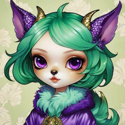 capricorn kitz,nepeta,larkspur,eglantine,cheshire,mara,fantasy portrait,bluebell,doll cat,violet head elf,fae,faun,kitsune,custom portrait,faerie,lilikoi,mezzelune,cat child,chibi girl,cub,Illustration,Abstract Fantasy,Abstract Fantasy 10