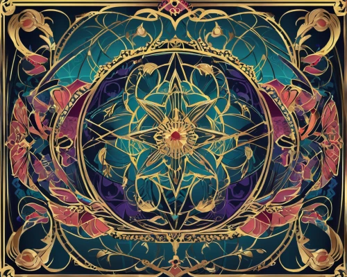 art nouveau design,tapestry,art nouveau frame,art nouveau frames,mandala background,kaleidoscope art,art nouveau,kaleidoscope,mandala framework,kaleidoscope website,wind rose,flora abstract scrolls,apophysis,zodiac sign libra,frame ornaments,bandana background,metatron's cube,gold art deco border,pentacle,paisley digital background,Illustration,Vector,Vector 16