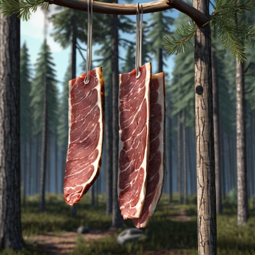 bacon tree,cured meat,salumi,cooked salami,salami,charcuterie,deer sausage,wind chime,black forest ham,salt-cured meat,bresaola,chinese sausage,carnivorous,soppressata,genoa salami,meat skewer,wind chimes,jamón,carnivores,saucisson de lyon,Conceptual Art,Daily,Daily 35