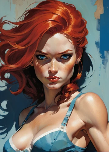 transistor,nami,redheads,red-haired,red head,clary,fantasy woman,ariel,mystique,merida,redheaded,detail shot,femme fatale,digital painting,rosa ' amber cover,fantasy portrait,redhair,starfire,harley,redhead,Conceptual Art,Oil color,Oil Color 04