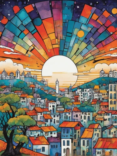 colorful city,tel aviv,istanbul city,daejeon,valparaiso,glass painting,kaleidoscope art,psychedelic art,city skyline,jerusalem,3-fold sun,kaleidoscope,daegu,seoul,shirakami-sanchi,istanbul,bethlehem,south korea,mosaic glass,sky city,Unique,Paper Cuts,Paper Cuts 06
