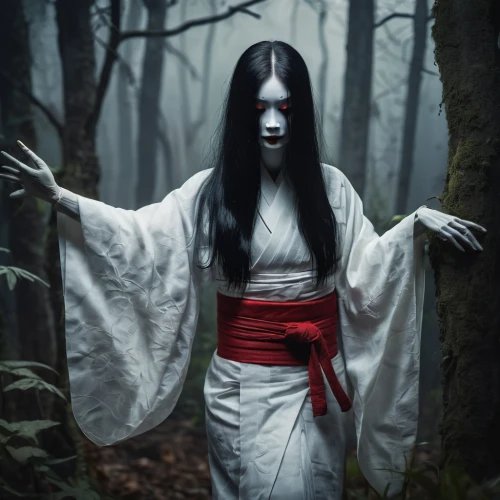 shinigami,the japanese doll,geisha,dead bride,cosplay image,pierrot,japanese woman,vampire woman,blackmetal,geisha girl,japanese doll,dance of death,priestess,vampire lady,gothic portrait,japanese culture,shamanic,the night of kupala,banishment,asian costume,Conceptual Art,Oil color,Oil Color 22