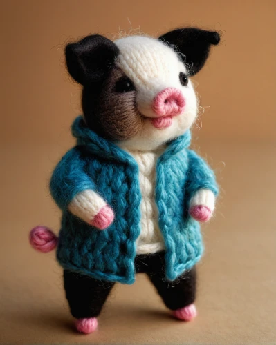 wool pig,badger,opossum,black-footed ferret,virginia opossum,ferret,mini pig,possum,common opossum,felted and stitched,felted,pot-bellied pig,chinese panda,mustelid,piglet,domestic pig,little panda,knitting wool,panda,piggybank,Conceptual Art,Daily,Daily 12