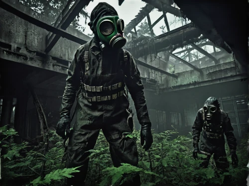 patrol,gas mask,outbreak,contamination,pripyat,high-visibility clothing,forest workers,chemical plant,urbex,infection plant,poison gas,army men,patrols,chernobyl,paratrooper,juice plant,lost in war,fuze,ghillie suit,poison plant in 2018,Illustration,Realistic Fantasy,Realistic Fantasy 47