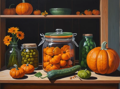 autumn still life,gourds,summer still-life,autumn pumpkins,still life,still-life,decorative pumpkins,pumpkins,still life with onions,canning,mini pumpkins,ornamental gourds,decorative squashes,fall harvest,pumpkin autumn,oil painting on canvas,calabaza,oil on canvas,pickling,persimmons,Conceptual Art,Daily,Daily 29
