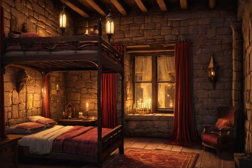 four poster,four-poster,sleeping room,fireplaces,guest room,warm and cozy,accommodation,lodging,rooms,children's bedroom,bedroom,the little girl's room,guestroom,cabin,small cabin,boutique hotel,hearth,ornate room,dormitory,wooden beams,Conceptual Art,Fantasy,Fantasy 15