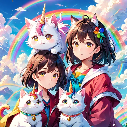 rainbow clouds,rainbow background,unicorn and rainbow,nyan,unicorn background,rainbow butterflies,rainbow and stars,rainbow colors,cat family,rainbow pattern,rainbow tags,rainbow,colorful background,rainbow unicorn,rainbow pencil background,rainbow rabbit,studio ghibli,unicorn art,lily family,rainbow color palette,Anime,Anime,Realistic