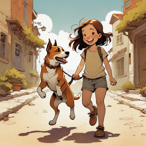 girl with dog,walking dogs,companion dog,dog illustration,boy and dog,dog walking,little girl in wind,little girl running,girl and boy outdoor,kids illustration,stroll,walking,a collection of short stories for children,walk with the children,running dog,strolling,dog walker,little girls walking,two running dogs,walk,Illustration,Children,Children 04