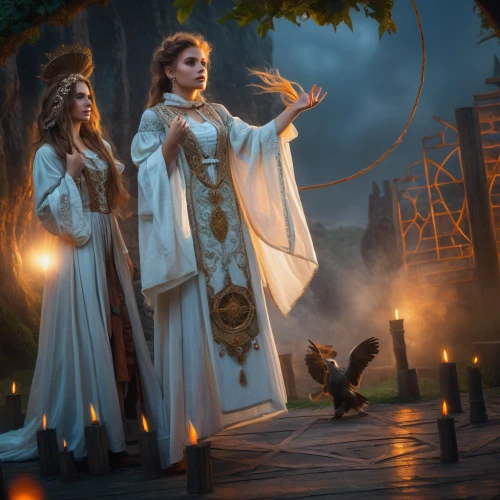 celebration of witches,witches,fantasy picture,halloween illustration,halloween ghosts,halloween scene,sci fiction illustration,the night of kupala,game illustration,fairytale characters,costume festival,fantasy art,angel lanterns,biblical narrative characters,druids,cg artwork,orange robes,halloween owls,halloween and horror,halloween background,Photography,General,Fantasy