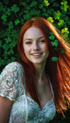 redheads,fae,red-haired,redhair,celtic woman,redheaded,ginger rodgers,image manipulation,green background,redhead,red head,red hair,image editing,birch tree background,portrait background,girl in flowers,faerie,girl in the garden,redhead doll,pumuckl,Illustration,American Style,American Style 08