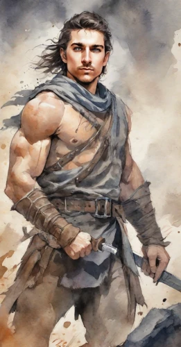 barbarian,wind warrior,warrior east,lone warrior,mammatus,the warrior,genghis khan,mercenary,fantasy warrior,ortahisar,spartan,greek,sigean,dane axe,warlord,bohemian shepherd,heroic fantasy,haighlander,male character,warrior,Digital Art,Watercolor