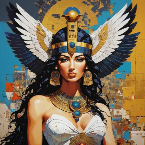 cleopatra,pharaonic,ancient egyptian girl,horus,goddess of justice,ancient egypt,athena,ancient egyptian,egyptian,artemisia,priestess,pharaoh,tutankhamun,transistor,fantasy woman,the ancient world,tutankhamen,pharaohs,karnak,fantasy art,Conceptual Art,Oil color,Oil Color 07