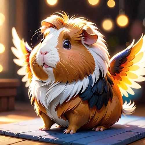 guinea pig,guineapig,griffon bruxellois,guinea pigs,gryphon,golden lion tamarin,griffin,knuffig,rabbit owl,regulorum,bard,cockerel,caique,whimsical animals,cute cartoon character,cavy,albus,bantam,phoenix rooster,fluffy,Anime,Anime,Cartoon