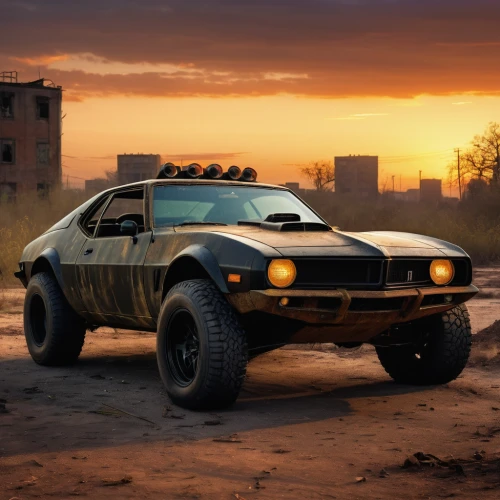 off-road outlaw,mad max,delorean dmc-12,ford xb falcon,off-road car,desert safari,lamborghini jarama,bumblebee,ford maverick,amc amx,desert run,boss 429,ford mustang mach 1,raptor,amc eagle,rally raid,off road toy,boss 302 mustang,ford pinto,de tomaso pantera,Art,Classical Oil Painting,Classical Oil Painting 44