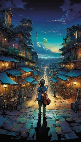 gunkanjima,violet evergarden,game illustration,world digital painting,japan's three great night views,fishing village,background images,musical background,dusk background,studio ghibli,2d,game art,tsukemono,ancient city,would a background,japanese background,cg artwork,rem in arabian nights,japan landscape,violinist violinist of the moon,Illustration,Realistic Fantasy,Realistic Fantasy 23