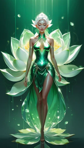 malachite,dryad,emerald,flower of water-lily,water lotus,lotus with hands,water-the sword lily,tiber riven,rosa 'the fairy,lotus art drawing,elven flower,sacred lotus,water lily,the enchantress,show off aurora,green aurora,goddess of justice,waterlily,anahata,emerald lizard,Conceptual Art,Fantasy,Fantasy 03