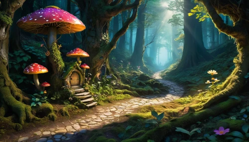 mushroom landscape,fairy forest,enchanted forest,forest path,fairytale forest,forest mushrooms,elven forest,forest mushroom,fairy village,fairy world,mushroom island,forest of dreams,forest floor,pathway,cartoon forest,mushrooms,fantasy landscape,toadstools,forest glade,fantasy picture,Photography,Artistic Photography,Artistic Photography 08