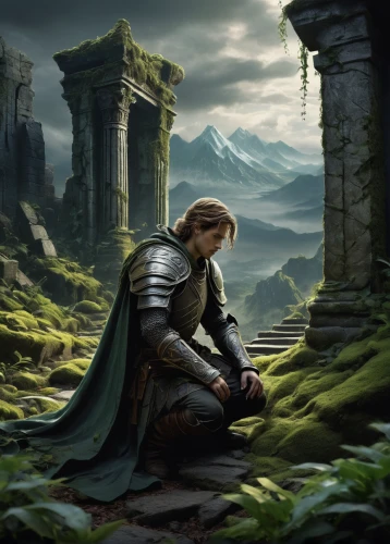 jrr tolkien,fantasy picture,heroic fantasy,elven,lone warrior,fantasy landscape,male elf,link,the wanderer,northrend,fantasy art,fantasy portrait,hall of the fallen,game illustration,games of light,cg artwork,world digital painting,dunun,guards of the canyon,norse,Illustration,Black and White,Black and White 26