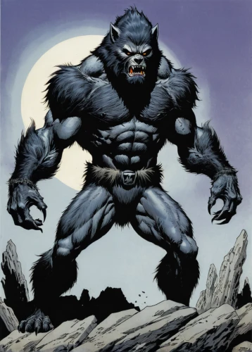 wolfman,werewolf,king kong,gargoyles,werewolves,greyskull,silverback,kong,gorilla,gorilla soldier,brute,gargoyle,ape,wall,minotaur,wolverine,incredible hulk,snarling,daemon,mumiy troll,Illustration,Black and White,Black and White 17