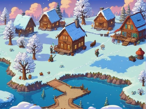 winter village,aurora village,alpine village,ski resort,winter house,mountain village,mountain settlement,mountain huts,winter landscape,log cabin,wooden houses,winter background,snow house,escher village,christmas town,north pole,nativity village,resort town,knight village,christmas landscape,Illustration,Paper based,Paper Based 09