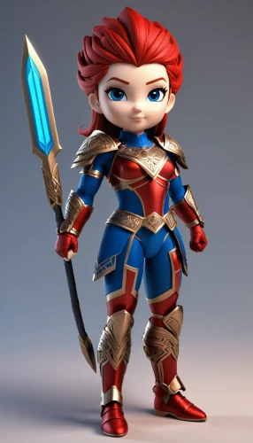 scandia gnome,female warrior,3d model,3d figure,3d rendered,3d render,fantasy warrior,red-haired,game figure,paladin,swordswoman,character animation,3d modeling,collected game assets,sterntaler,minerva,vax figure,game character,figure of justice,joan of arc,Unique,3D,3D Character