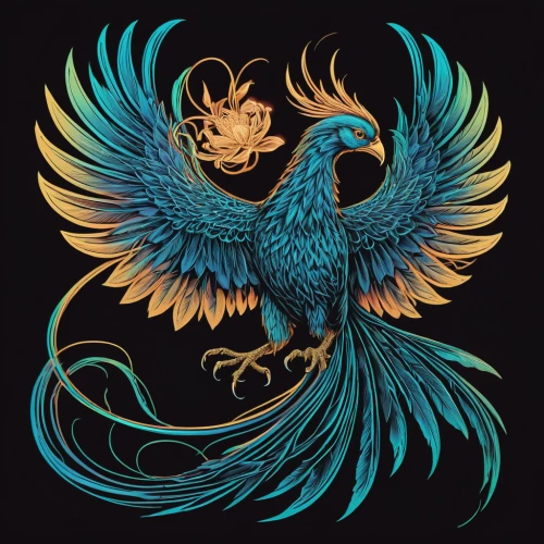 garuda,blue and gold macaw,phoenix rooster,patung garuda,gryphon,firebird,mongolian eagle,teal blue asia,dragon design,ornamental bird,blue macaw,blue parrot,eagle illustration,golden dragon,an ornamental bird,imperial eagle,macaws blue gold,blue and yellow macaw,blue peacock,coat of arms of bird,Illustration,Black and White,Black and White 01