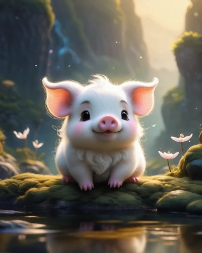 kawaii pig,mini pig,teacup pigs,babi panggang,lucky pig,pig,piglet,ori-pei,suckling pig,knuffig,hog xiu,porker,year of the rat,bánh xèo,piggy,wool pig,cute animal,brush ear pig,rataplan,rat na,Illustration,Realistic Fantasy,Realistic Fantasy 01