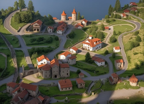 escher village,medieval town,alpine village,aurora village,knight village,peter-pavel's fortress,transylvania,mountain village,popeye village,medieval castle,mountain settlement,bohemia,nativity village,bird's-eye view,villages,resort town,town planning,bavaria,bastei,skyscraper town,Photography,General,Realistic